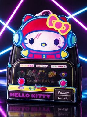 Loungefly Hello Kitty Arcade Black Multicolor Mini Backpack